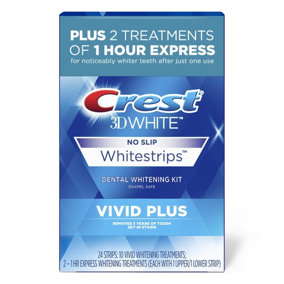 Crest 3D Whitestrips, Vivid Plus, Teeth Whitening Strip Kit, 24 Count (Pack of 1) C17