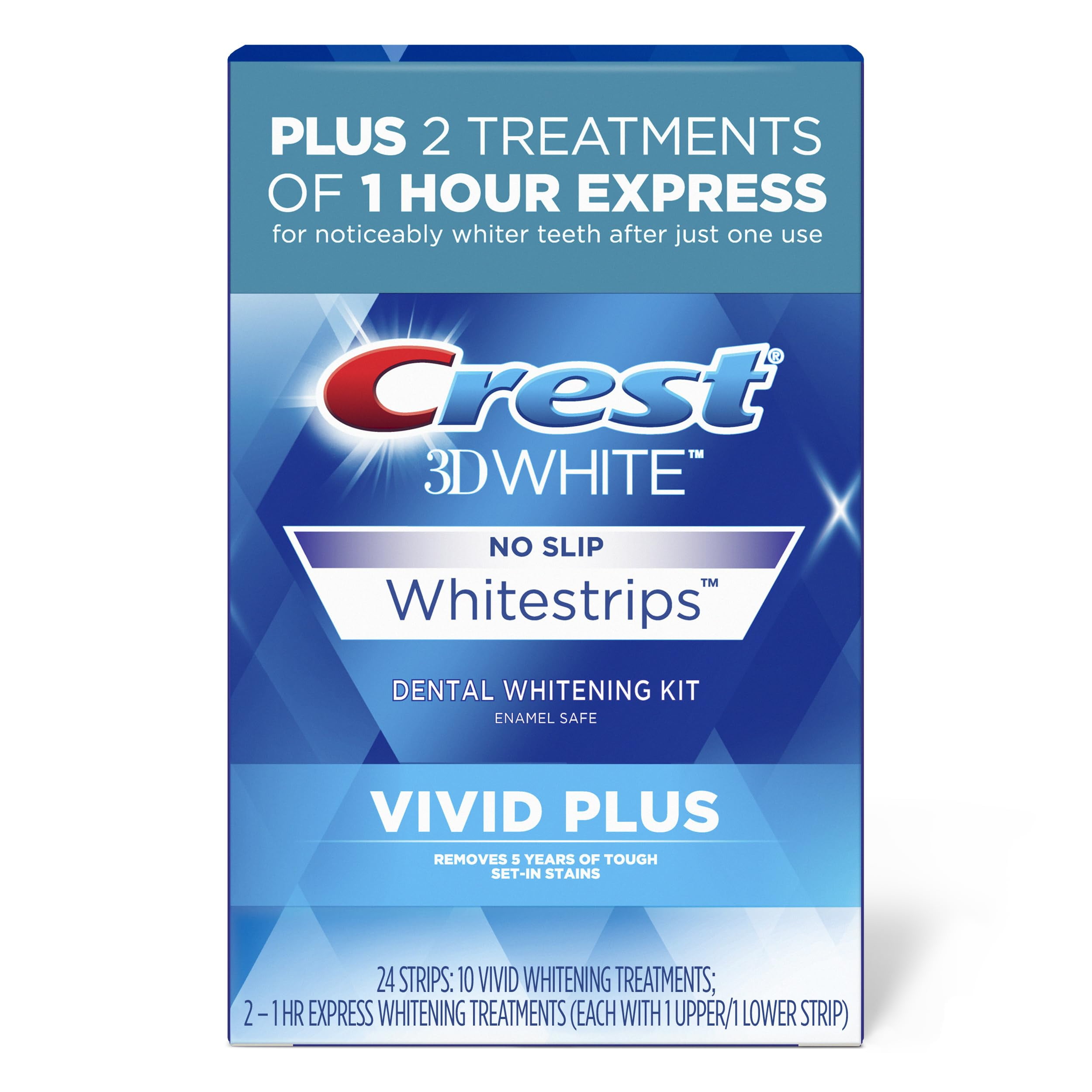 Crest 3D Whitestrips, Vivid Plus, Teeth Whitening Strip Kit, 24 Count (Pack Of 1)