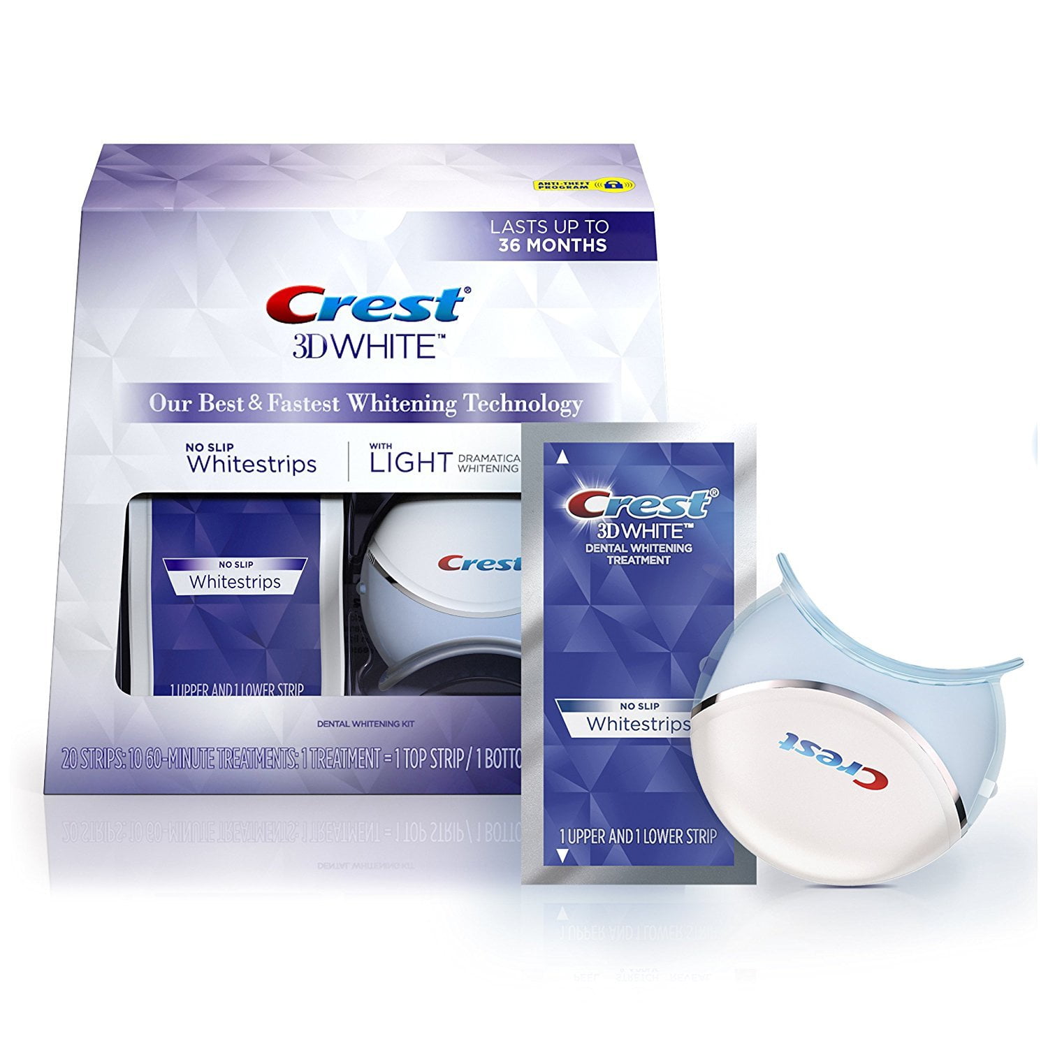 Crest 3D Whitestrips With Light, Teeth Whitening Strip Kit, 20 Strips