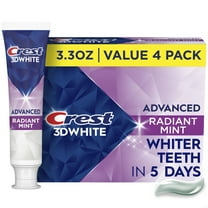 Crest 3DWhite Advanced Whitening Toothpaste, Radiant Mint Flavor, 3.3 oz, 4 Pack