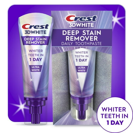 Crest 3D White Brilliance Deep Stain Remover Ultra White Teeth Whitening Toothpaste, 3.1 oz