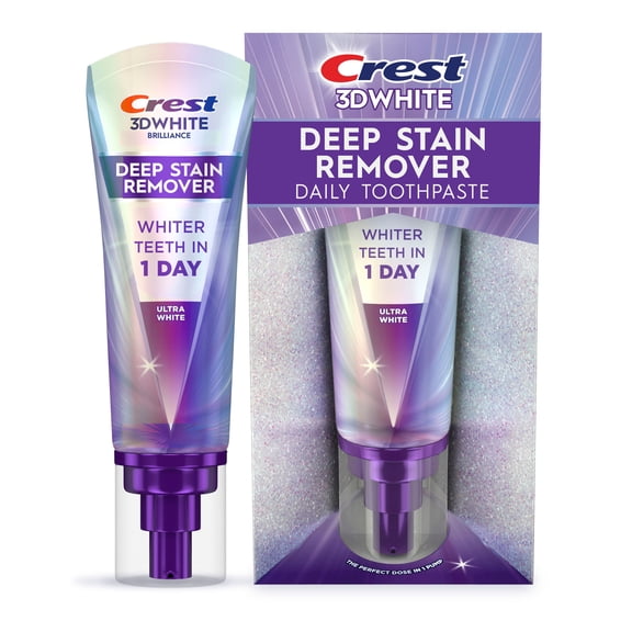 Crest 3D White Brilliance Deep Stain Remover Whitening Toothpaste, Mint, 3.1 oz