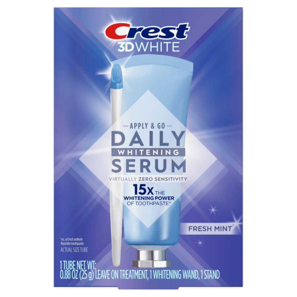 Crest 3DWhite Daily Whitening Serum Fresh Mint, Leave-on Teeth Whitening Treatment Kit C17