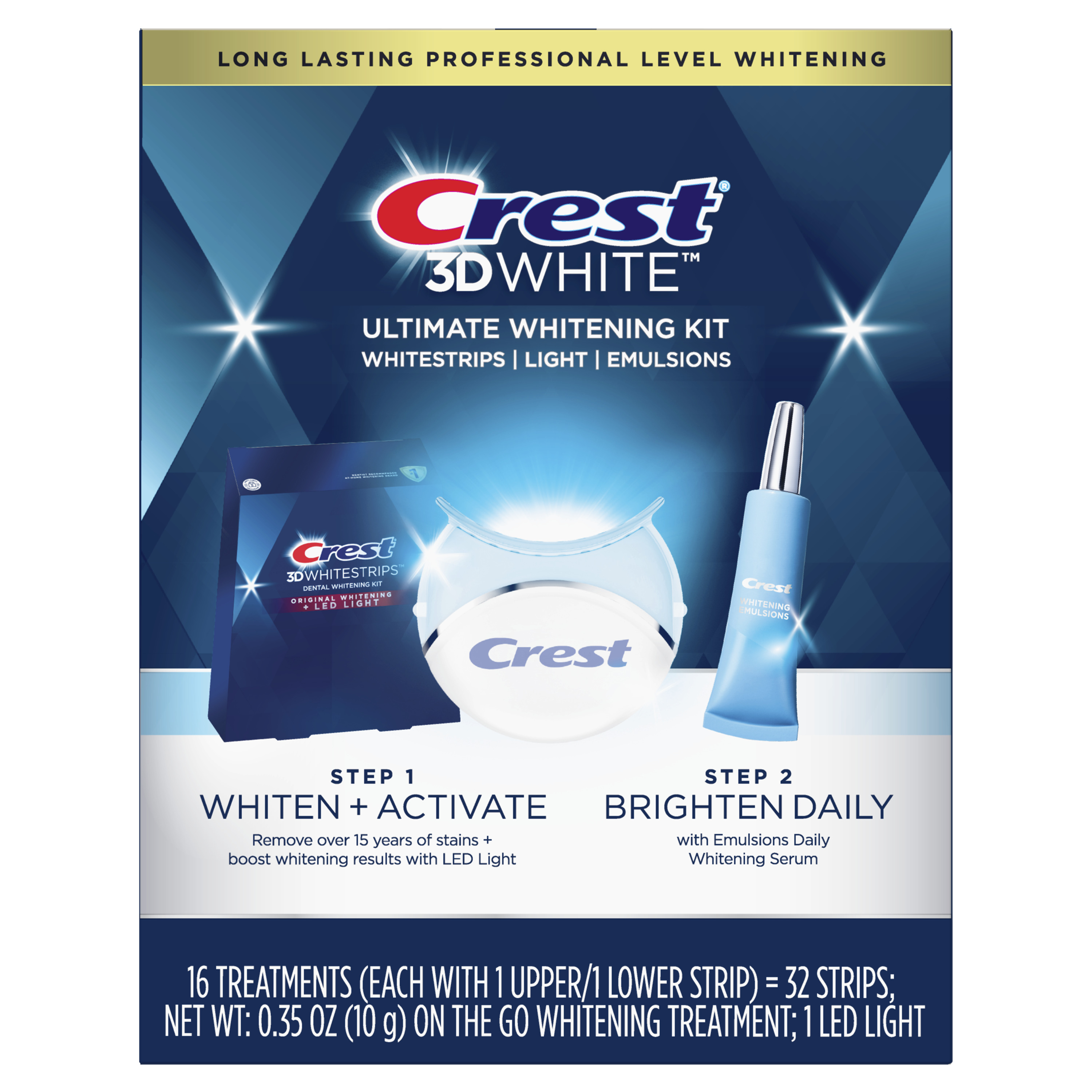 Crest 3D Whitestrips Vivid White Gentle Teeth Whitening Kit 24 Strips