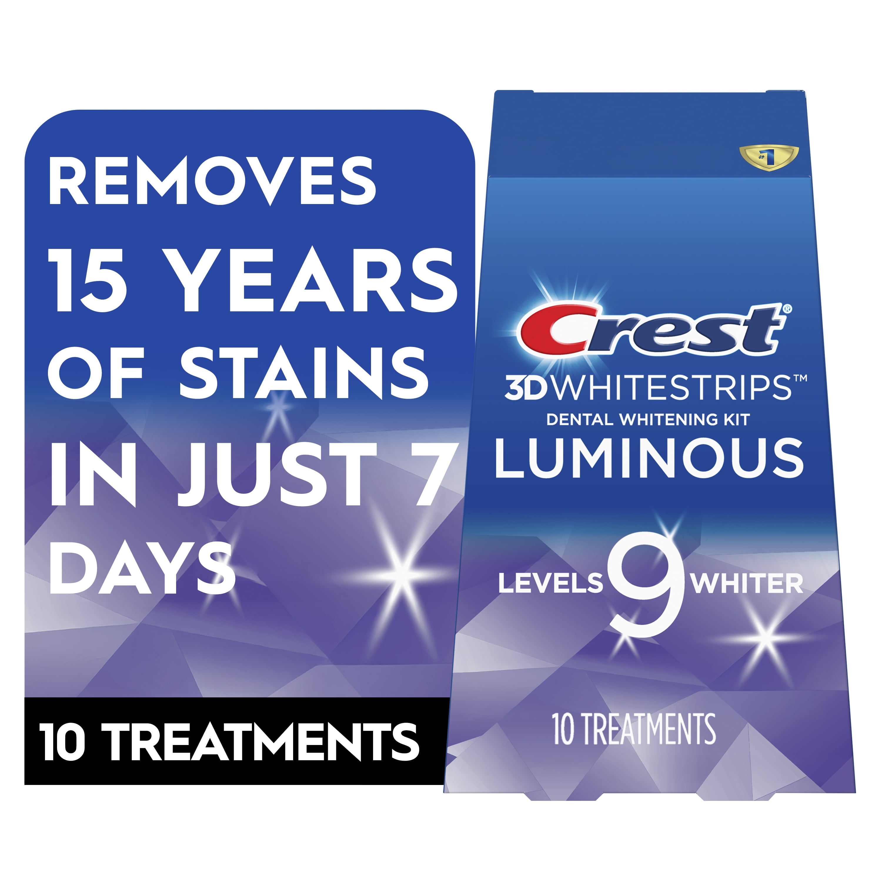 Crest 3DWhitestrips Luminous At-home Teeth Whitening Kit, 10 Treatments
