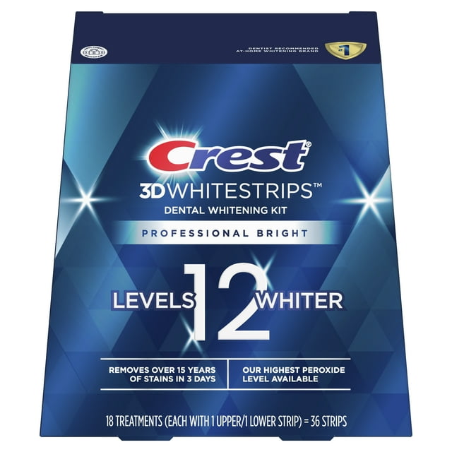 Crest 3DWhitestrips Professional Bright, EnamelSafe, NoSlip Whitening