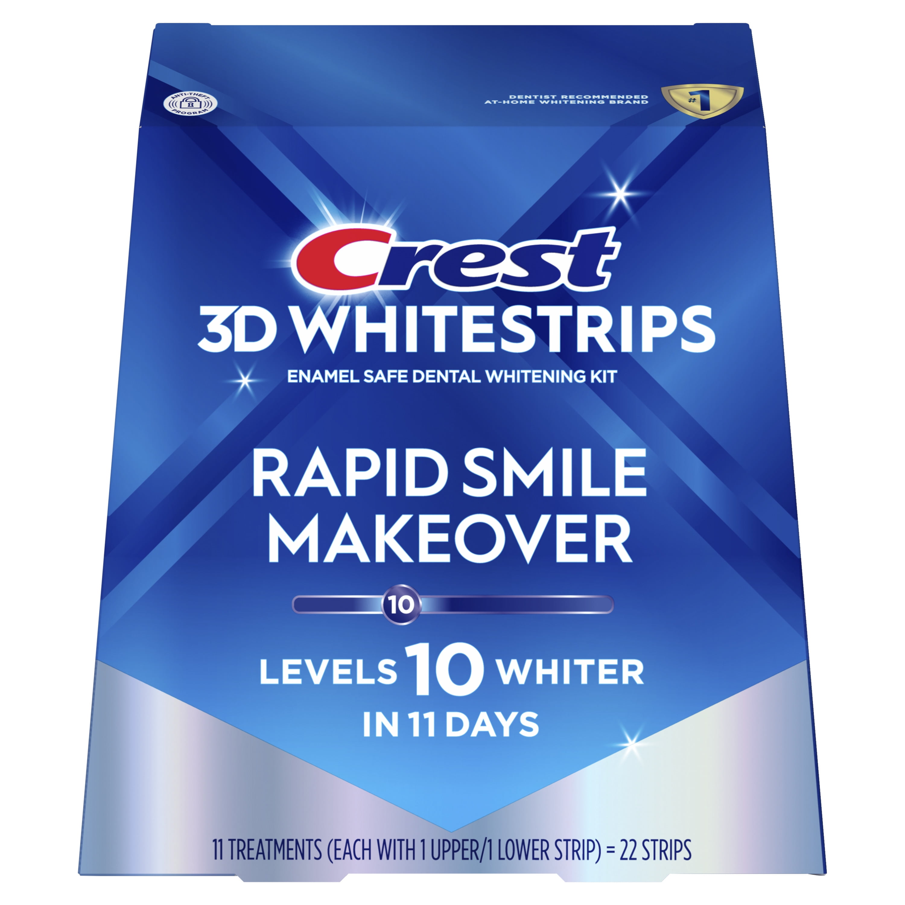 Crest 3DWhitestrips Rapid Smile Makeover At-Home Teeth Whitening Kit, 11 Treatments, Strips