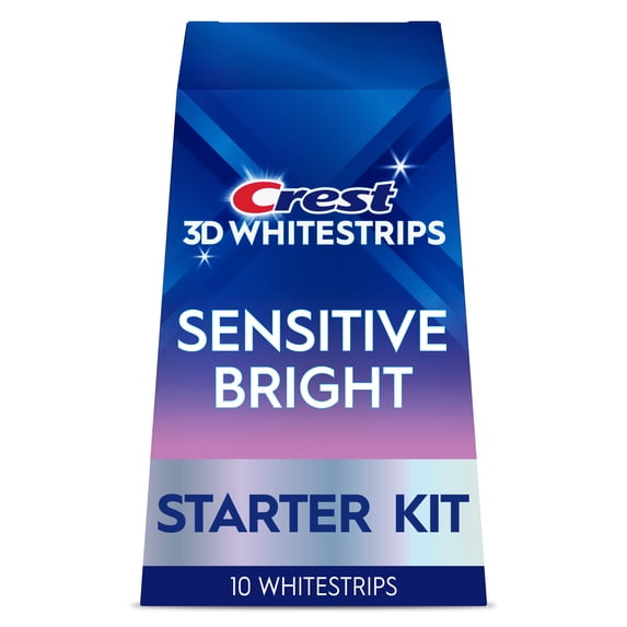 Crest 3DWhitestrips Gentle at Home Teeth Whitening, Sensitive Bright Starter Kit, Strips for Sensitive Teeth, 5 Treatments, 10 Strips