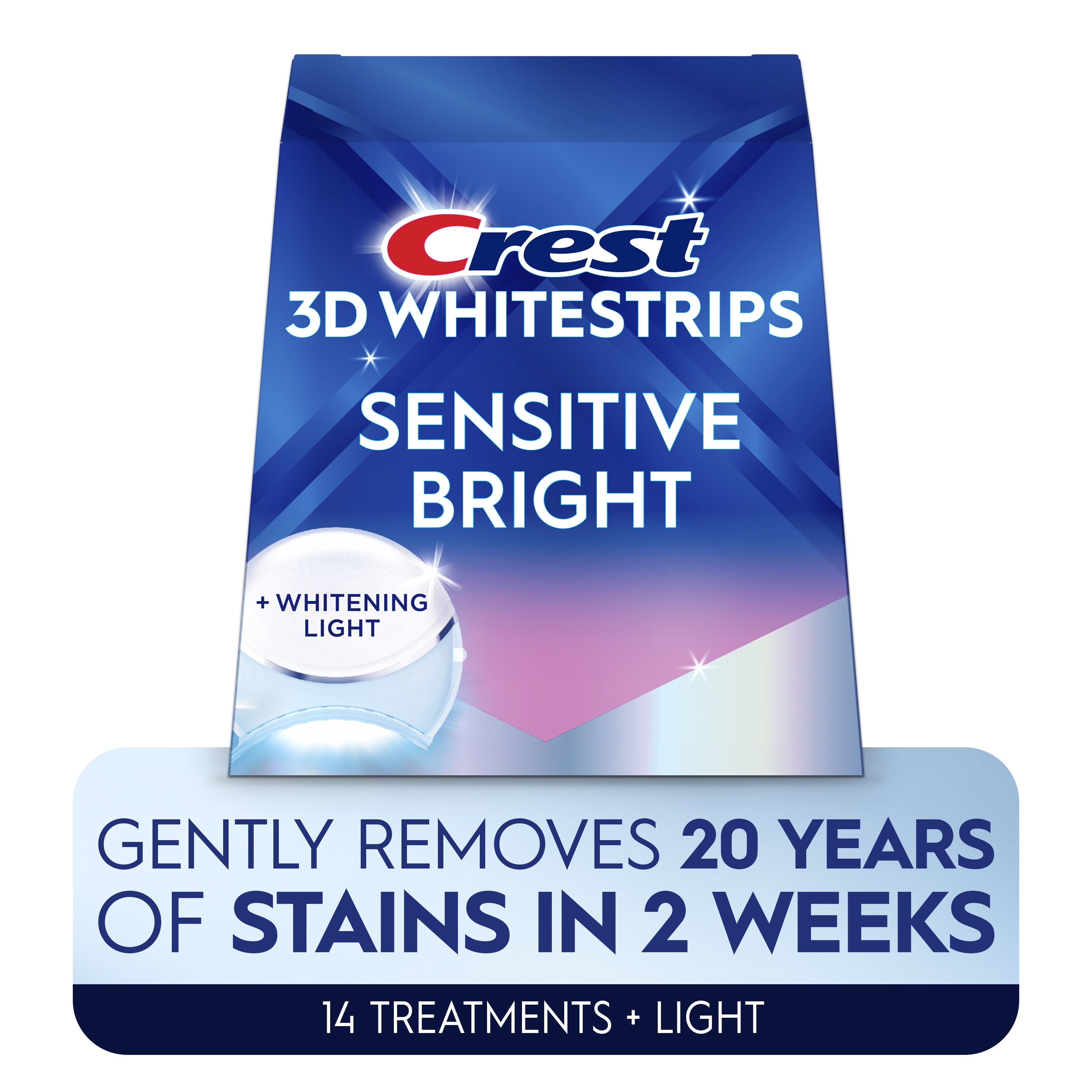 Crest 3DWhitestrips Sensitive Bright + Whitening Light Teeth Whitening Kit, 1 Light + 14 Strips Treatments