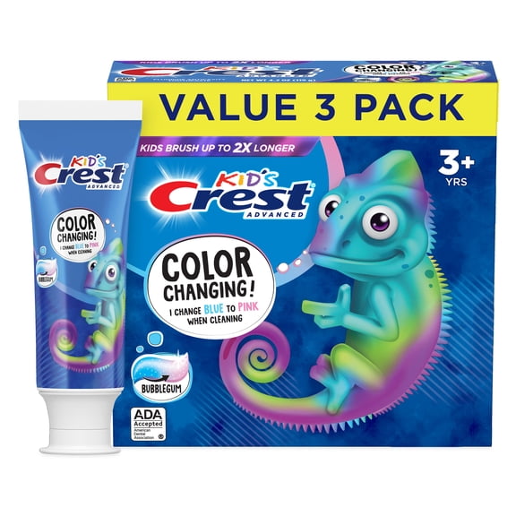 Crest Advanced Kid's Fluoride Toothpaste, Bubblegum Flavor, 4.2 oz, 3 Count