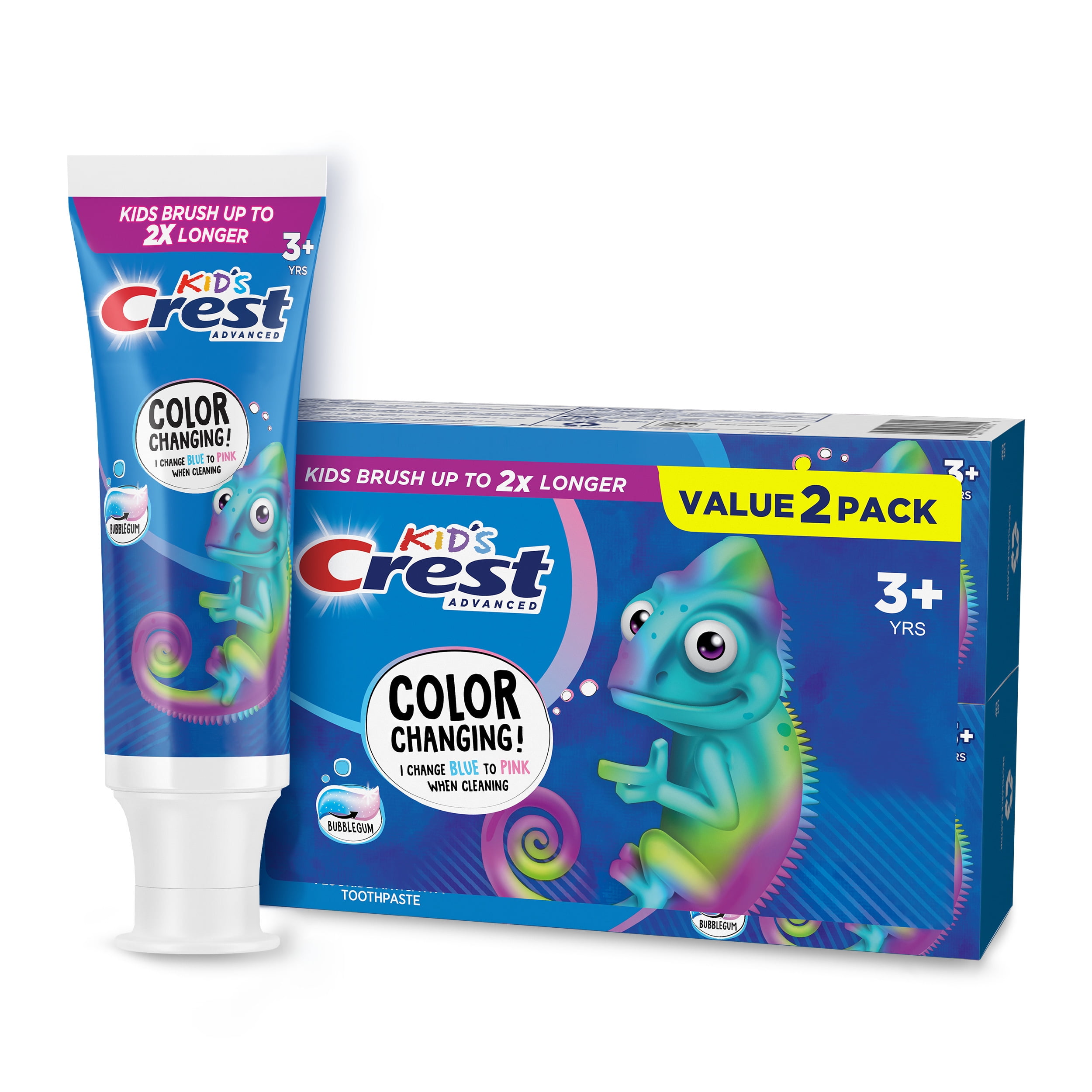 Crest Kids Advanced Fluoride Toothpaste, Bubblegum Flavored, 4.2 oz, 2 pack