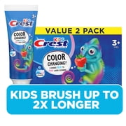 Crest Advanced Kids Fluoride Toothpaste, Strawberry Flavor, Two Tubes of 4.2 oz Color Changing Toothpaste