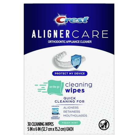Crest Aligner Care Cleaning Wipes for Aligners, Retainers, Mouth Guards, 30Ct