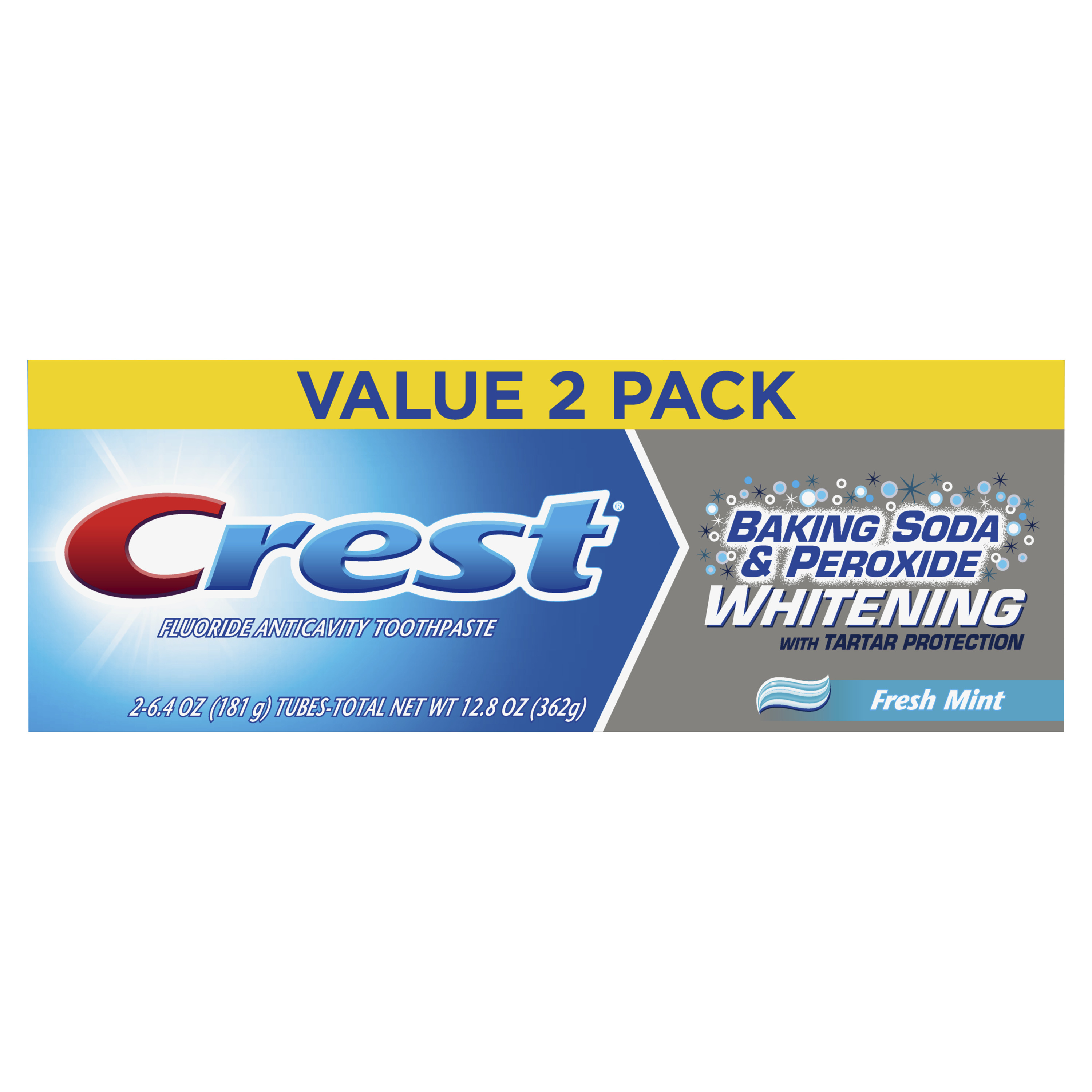 Crest Baking Soda & Peroxide Whitening with Tartar Protection Toothpaste, Fresh Mint, 6.4 oz., Pack of 2 - image 1 of 3