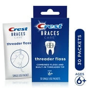 Crest Braces Care Floss Threader, (30) Single-Use Packets, for Ages 6+