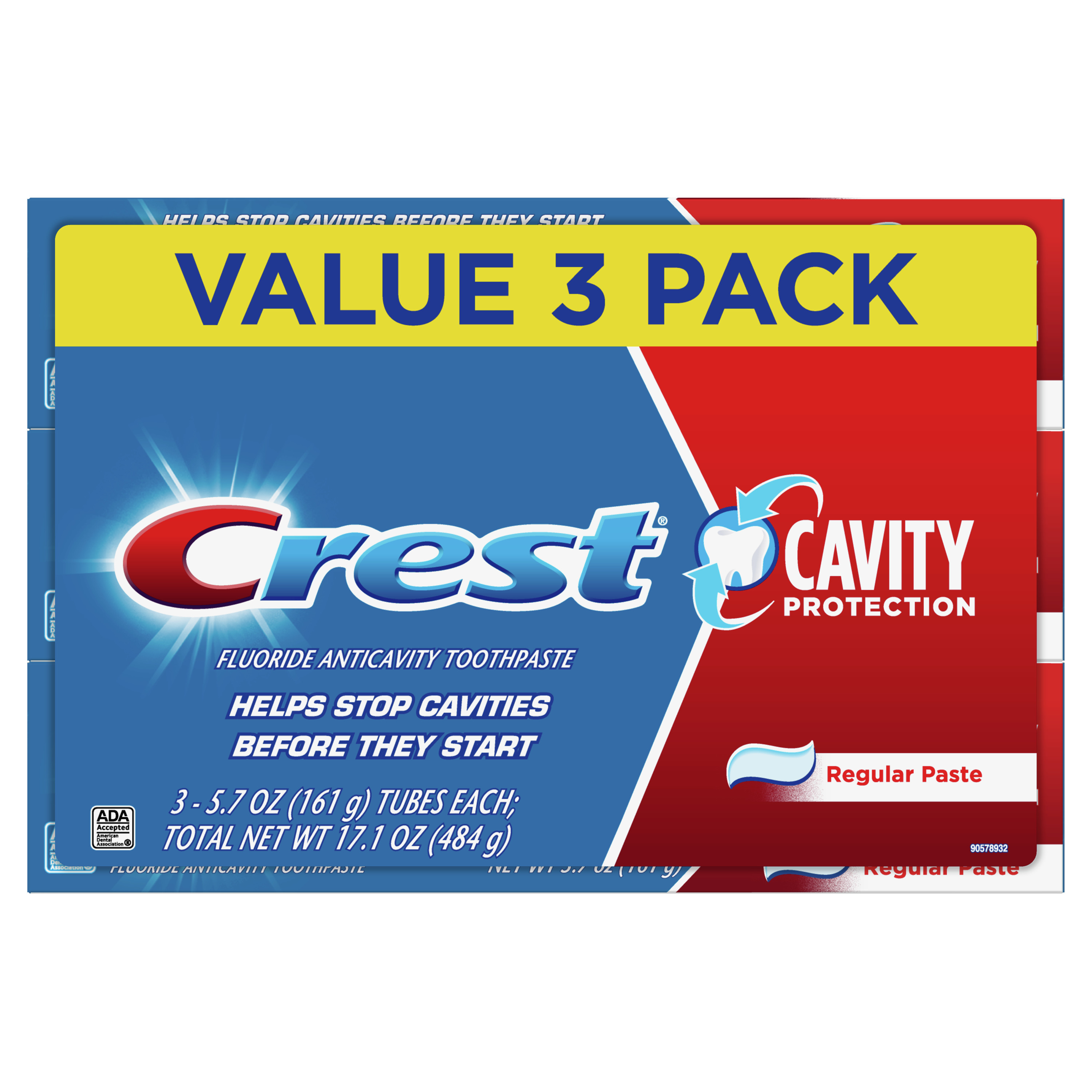 Crest Cavity Protection Toothpaste, Regular Paste, 5.7 oz, 3 Pack - image 1 of 7