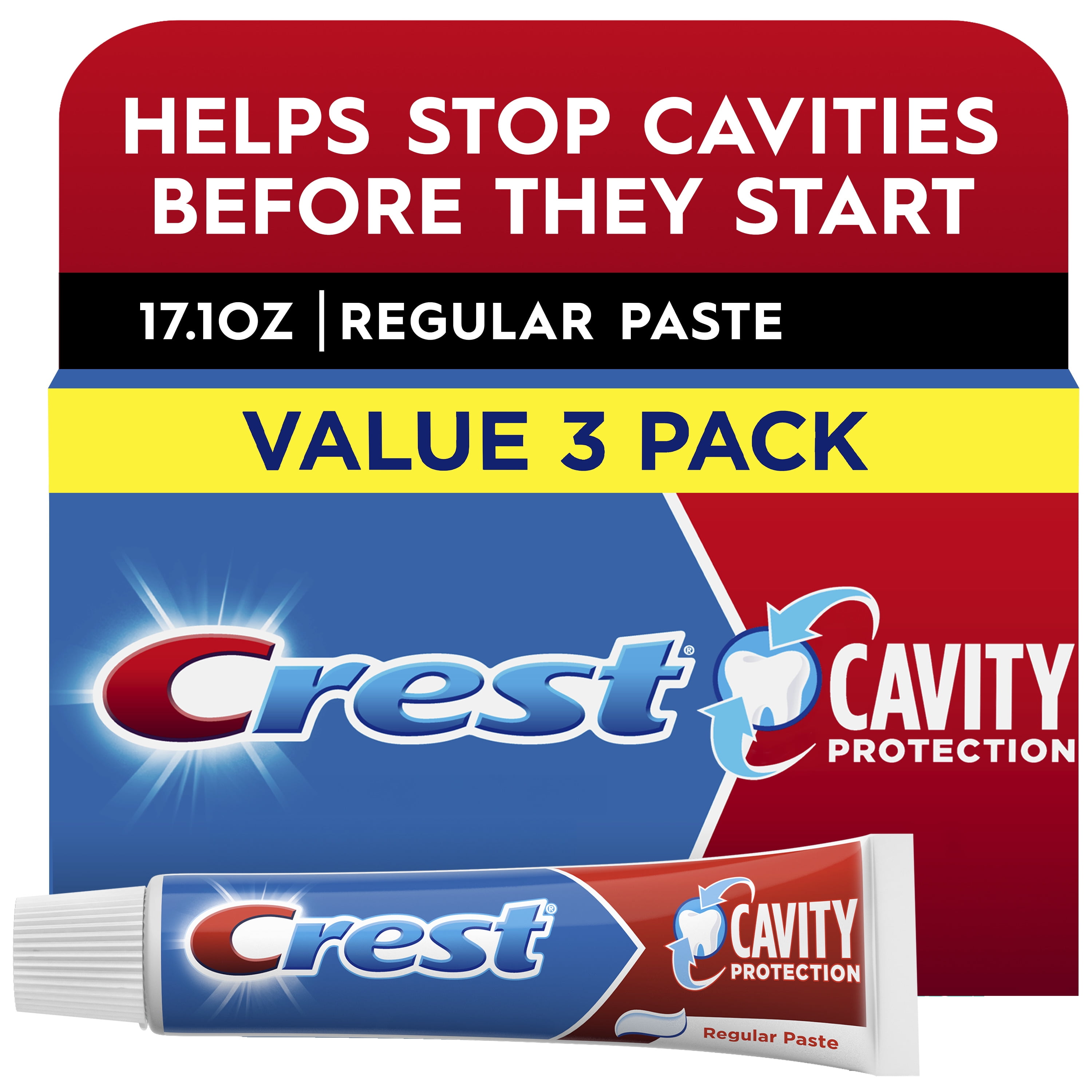 Crest Cavity Protection Toothpaste, Regular Paste, 5.7 oz, 3 pack