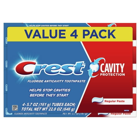 Crest Cavity Protection Toothpaste, Regular Paste, 5.7 oz, Pack of 4