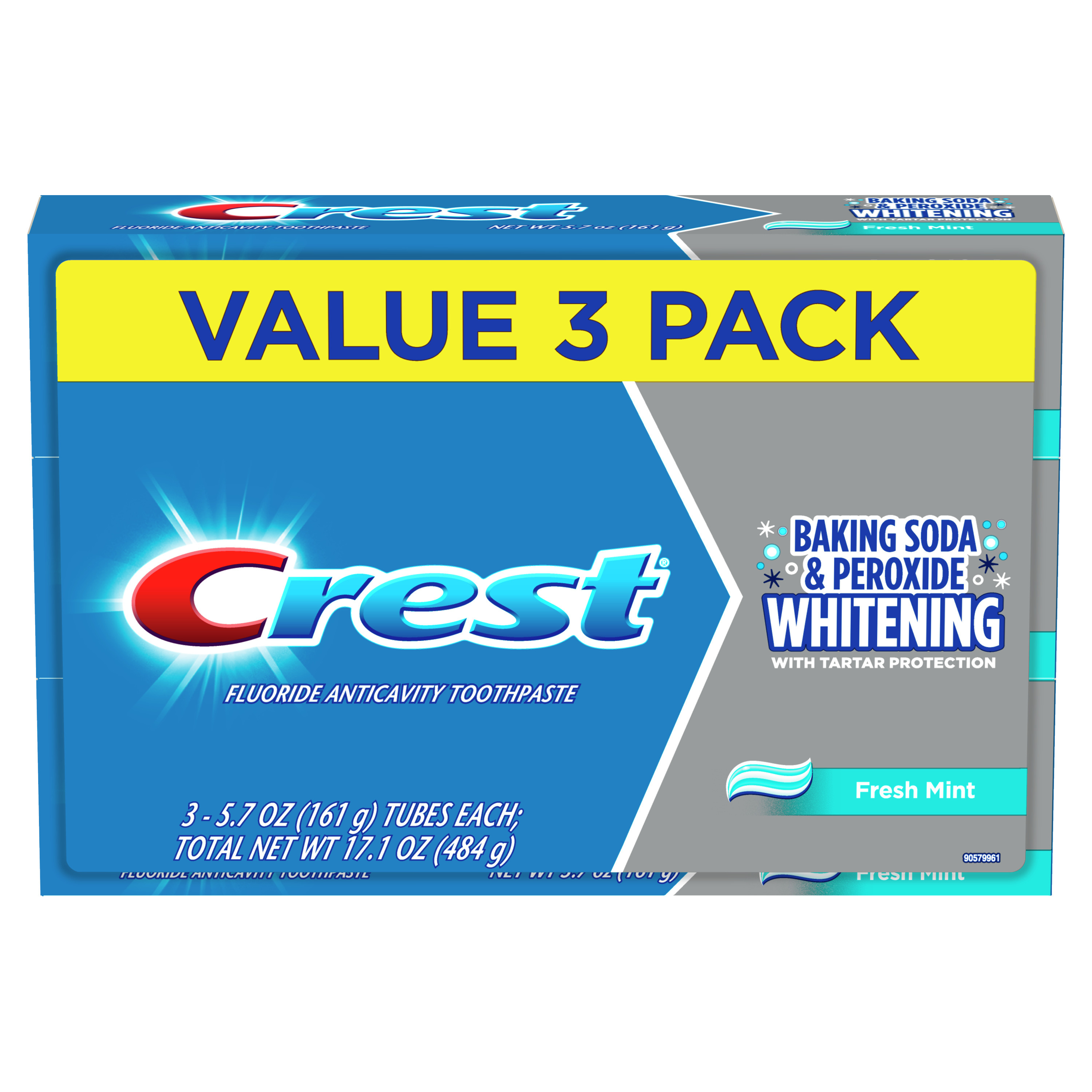 Crest Cavity & Tartar Protection Toothpaste, Whitening Baking Soda & Peroxide, Mint, 5.7 oz, 3 Pk - image 1 of 6