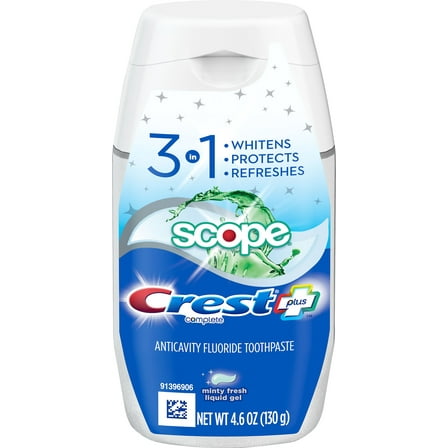 Crest Complete Multi-Benefit Tartar Control Whitening + Scope Toothpaste Liquid Gel Minty Fresh - 4.6 oz