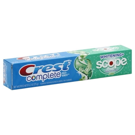 Crest Complete Multi-Benefit Whitening + Scope Fluoride Toothpaste 6.2 oz. Box