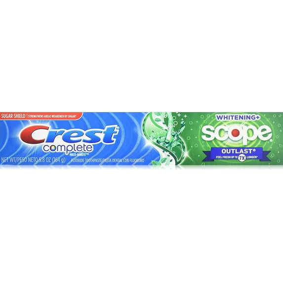 Crest Complete Multi-Benefit Whitening + Scope Outlast Toothpaste, Mint, 5.8 Oz