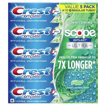 Crest Complete Plus Scope Outlast Ultra Toothpaste, Mint Flavor, 5 Ct.