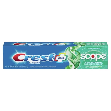 Crest Complete Plus Scope Whitening Fluoride Toothpaste, Minty Fresh, 5.4 Oz