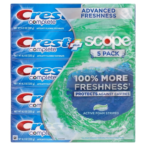 Crest Complete Toothpaste Plus Scope Advanced Active Foam Striped 8.2 oz 5 ct