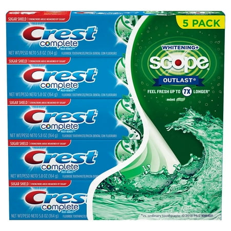 Crest Complete Whitening + Scope Toothpaste, 5 Ct, 5.8 Oz