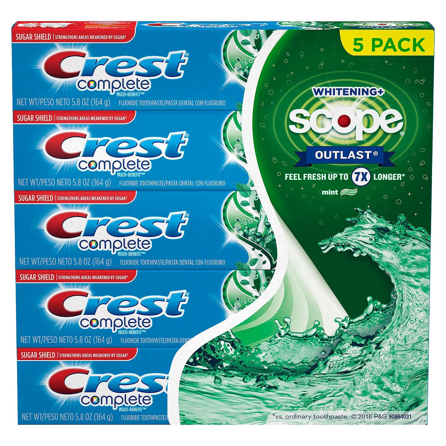 Crest Complete Whitening + Scope Toothpaste, 5 Ct, 5.8 Oz - image 1 of 4