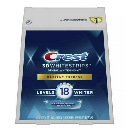 Crest Dental Whitening Kit Radiant Express 14 Treatments Level 18 Whiter 28 strips *EN