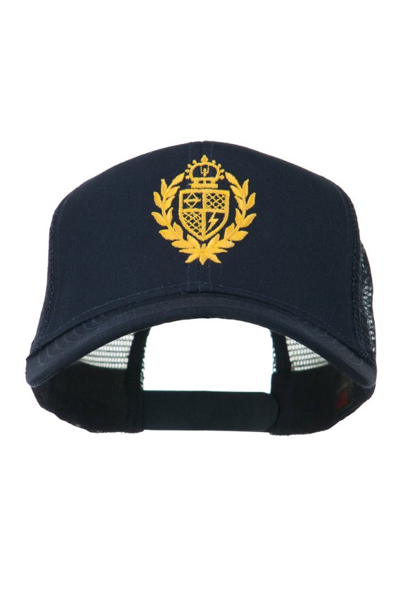Crest Emblem Embroidered Mesh Back Cap - Navy OSFM