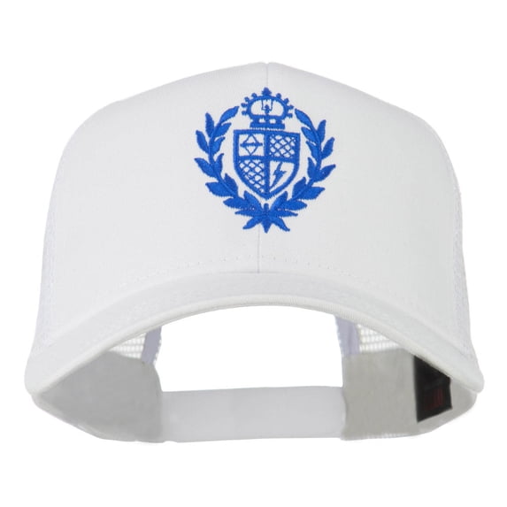 Crest Emblem Embroidered Mesh Back Cap - White OSFM