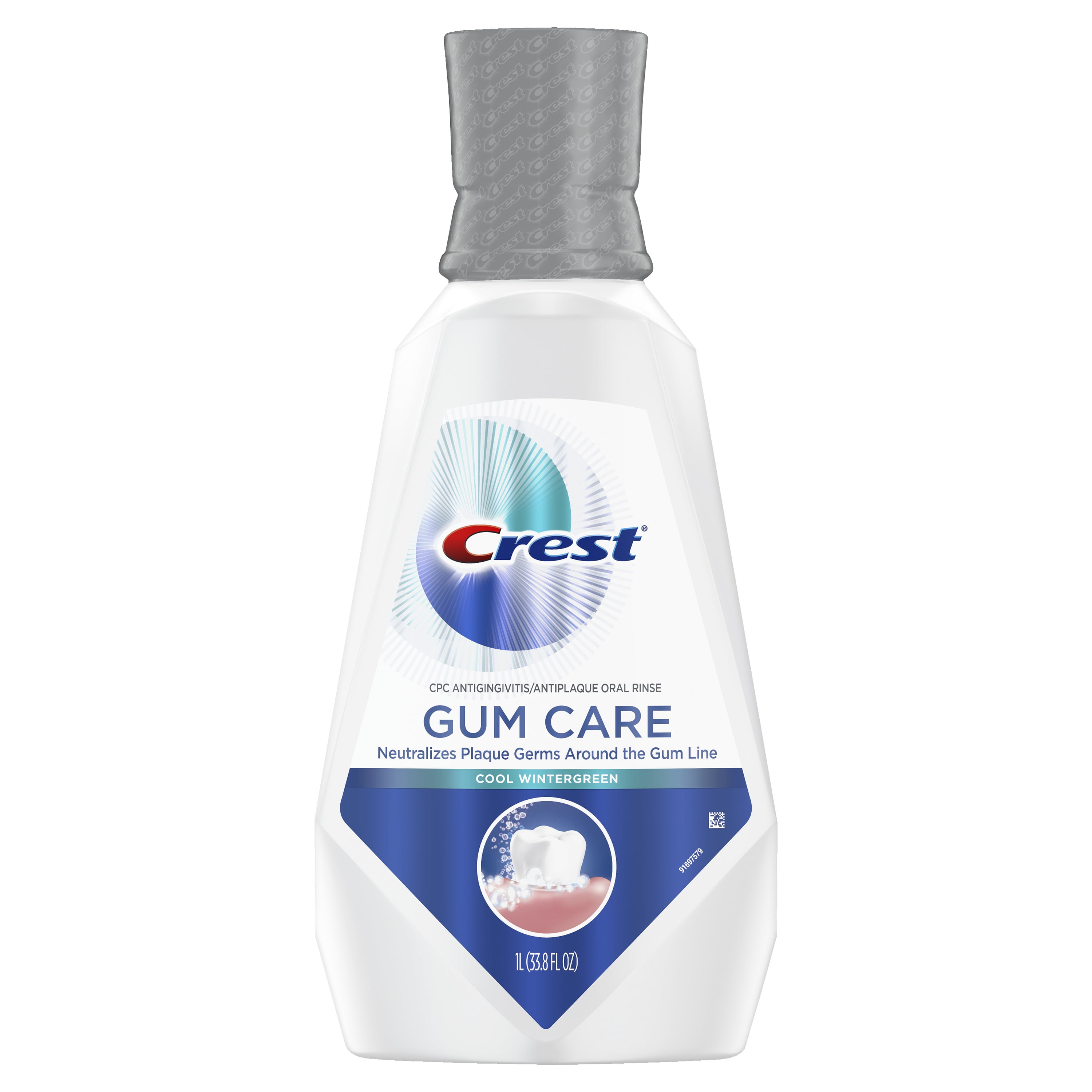 Crest Gum Care Mouthwash, Cool Wintergreen, 1L (33.8 fl oz) - 2 Pack
