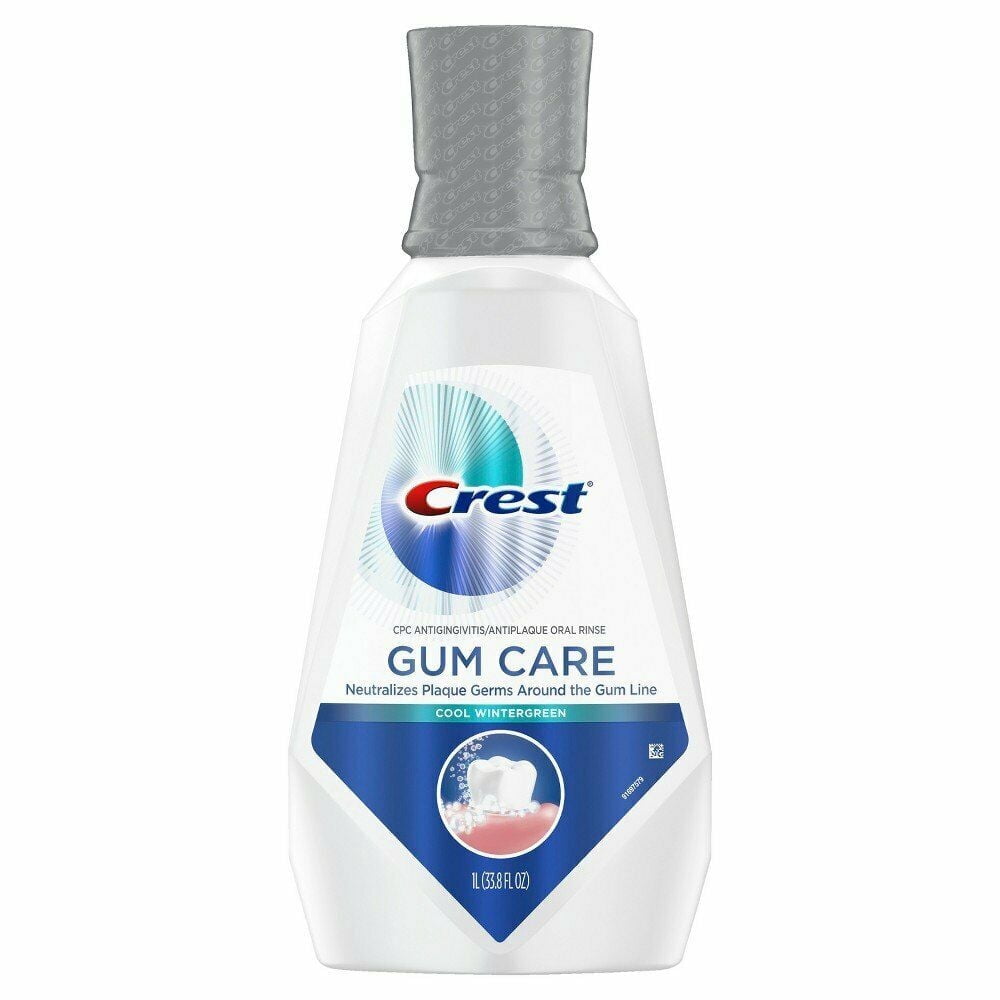 Crest Gum Care Mouthwash Neutralizes Plague, Cool Wintergreen, 1L, 4-Pack