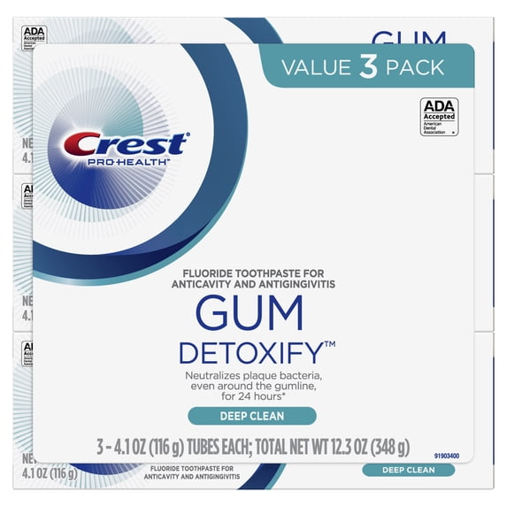 Crest Gum Detoxify Deep Clean Anticavity Fluoride Toothpaste, 4.1 oz, Pack of 3
