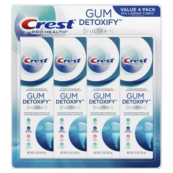 Crest Gum Detoxify Deep Clean Toothpaste, 5.2 Ounce (Pack of 4)