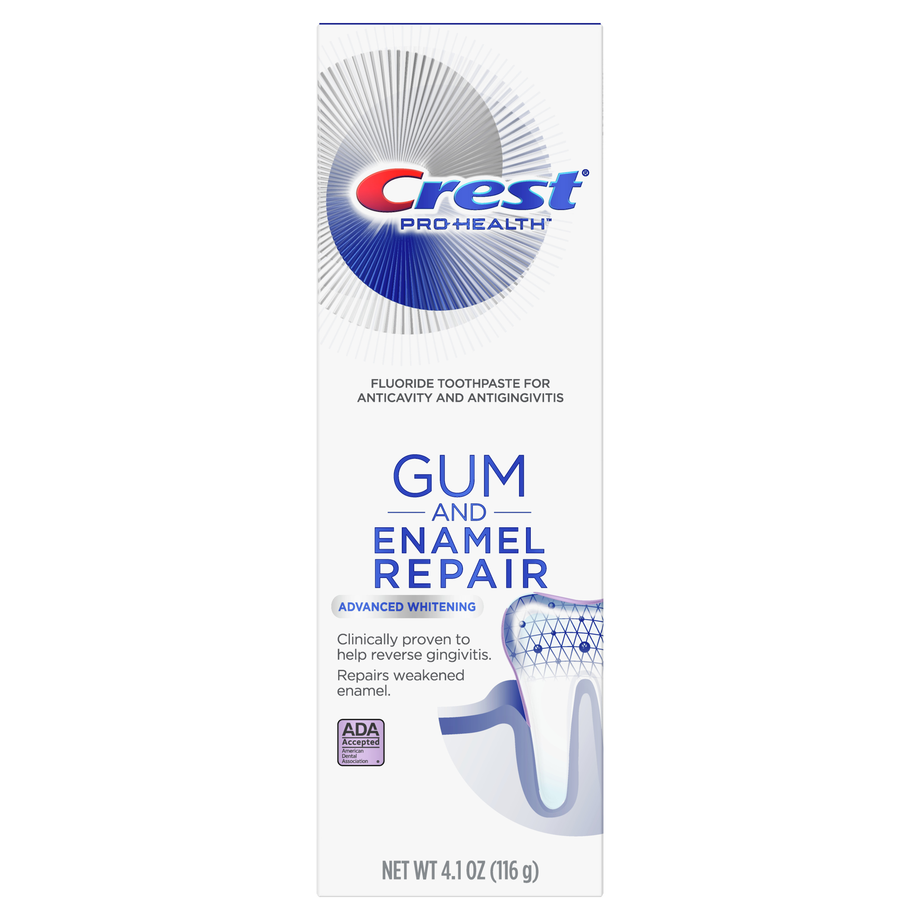Crest Gum and Enamel Repair Toothpaste, Advanced Whitening, 4.1 oz - image 1 of 8
