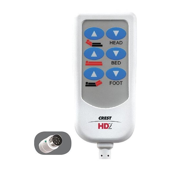 Crest Healthcare HD2 Bed Control,8-Pin DIN,6 Buttons BCAH600