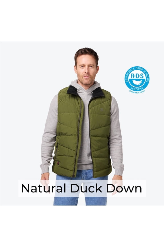 Crest Natural Down Heated Vest Men's - Olive Green