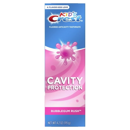 Crest Kid's Cavity Protection Fluoride Toothpaste, Bubblegum Rush, 4.2 oz