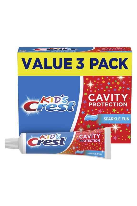 Toothpaste, Kids Cavity Protection Toothpaste, Sparkle Fun Flavor, 4.6 oz, Triple Pack for Ages 3+