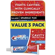 Crest Kids Cavity Protection Toothpaste, Sparkle Fun Flavor, 4.6 oz 3 Pack