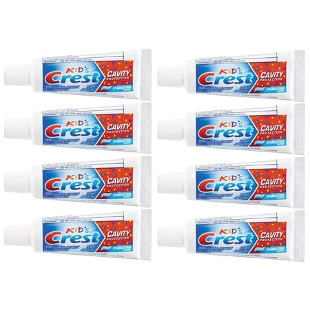 Crest Kids Cavity Protection Toothpaste, Sparkle Fun, Travel Size 0.85 oz (24g) - Pack of 8