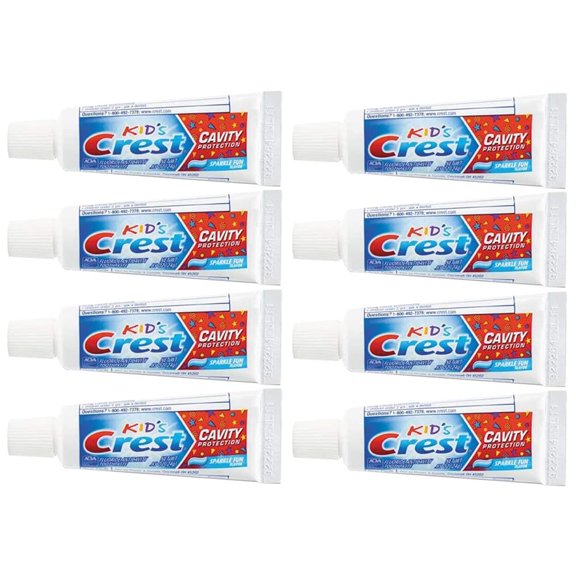 Crest Kids Cavity Protection Toothpaste, Sparkle Fun, Travel Size 0.85 oz (24g) - Pack of 8