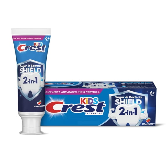 Crest Kids Sugar Bacteria Shield Fluoride Toothpaste, Strawberry Flavor, 4.1 oz, Ages 6+