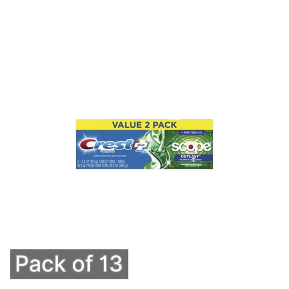 Crest Outlast Complete Whitening Toothpaste, Mint, Value Pack (Pack of 13)
