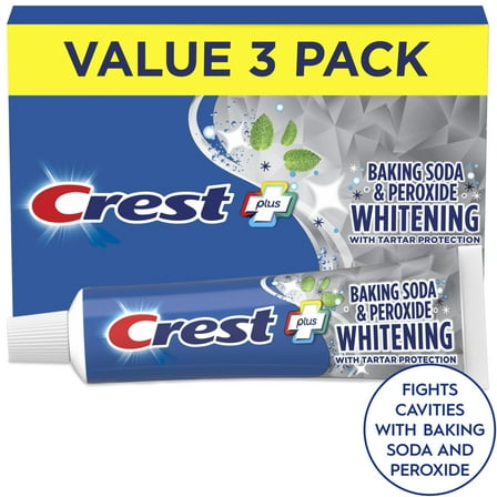 Crest Plus Baking Soda & Peroxide Whitening Toothpaste, Fresh Mint, 5.7 oz, Pack of 3