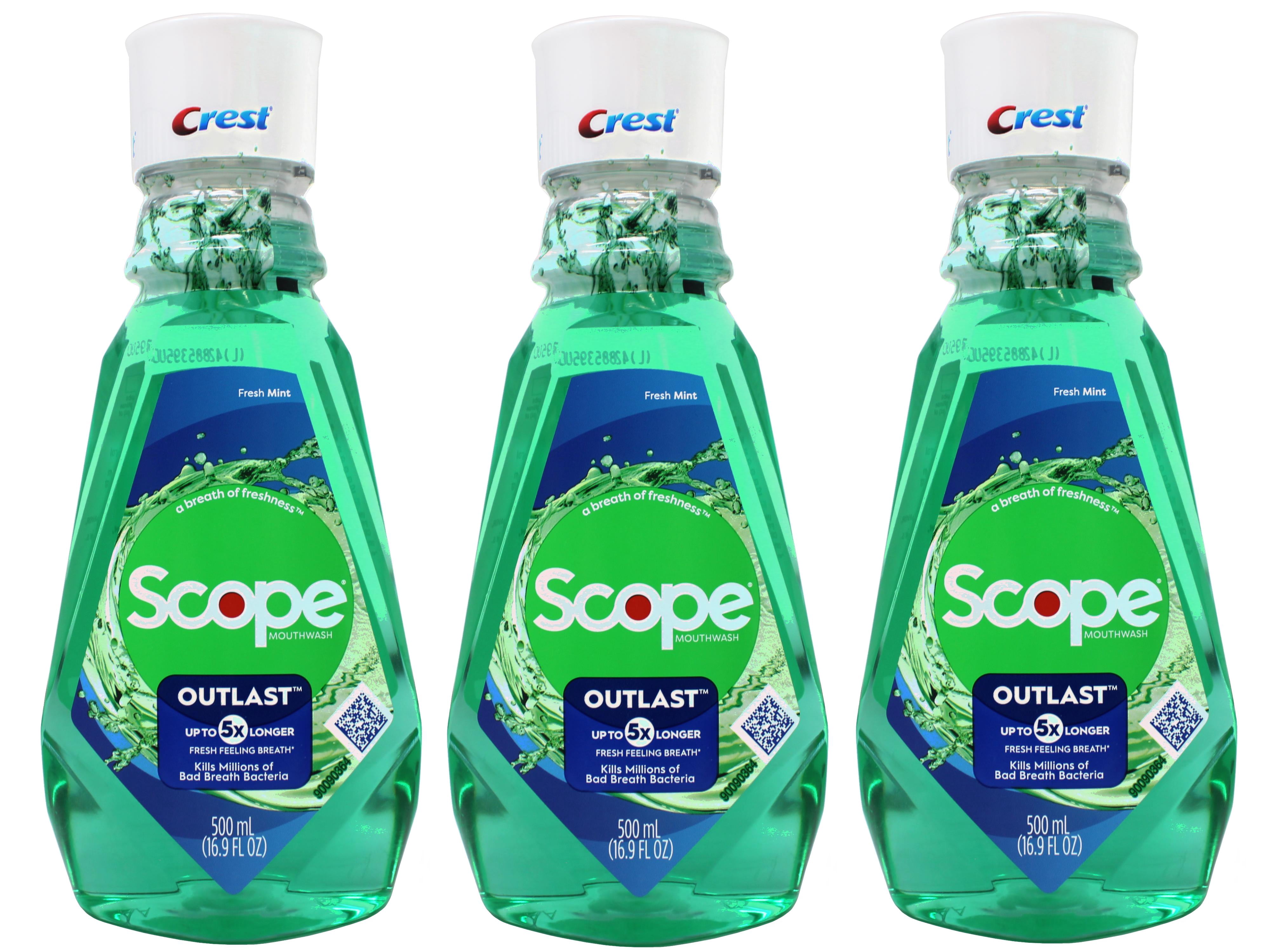 Crest Plus Scope Outlast Mouthwash, Mint 16.90 oz (Pack of 3)